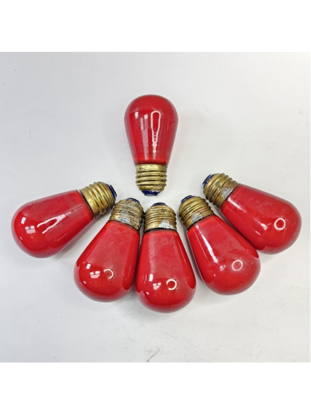 Vintage 6pcs Red Sign Group Reflector Light Bulbs 11W 130V 110V Christmas Tested